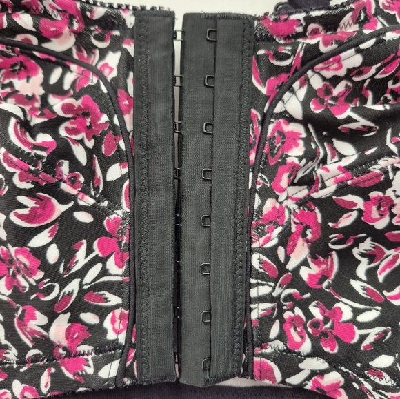 Floral Black and Pink Women's Bra. Full Coverage Wireless Front Closure 42 DDD - Picture 2 of 7